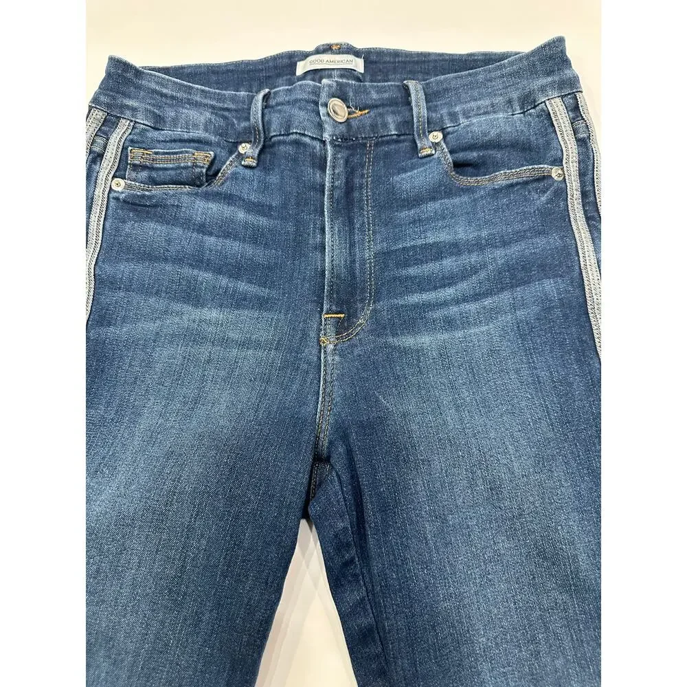 Good American Good Legs Skinny Jeans Size 4 Side Stripe Detail - Picture 4 of 8